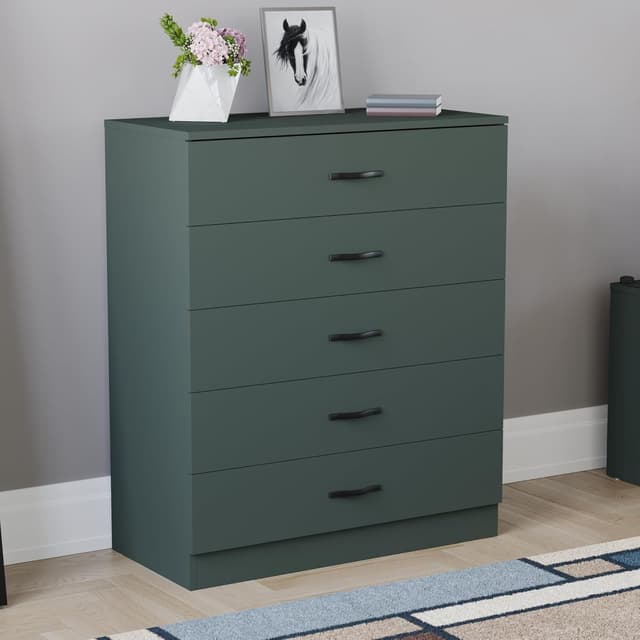 Imagen de Vida Designs Riano 5-Drawer Chest of Drawers, Jasper Green en OfertitasTOP
