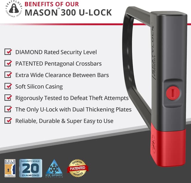 Detalle 2 de Seatylock Mason antivol vélo en U Velo U, classé Sold Secure Diamond — 30 cm
