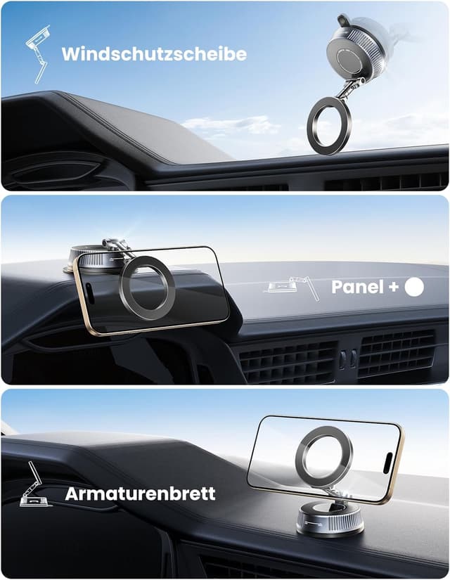 Detalle 2 de EOIWUY Handyhalterung Auto Magnet mit Vakuum-Saugnapf für MagSafe – 360° drehbar