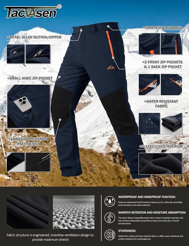 Detalle de TACVASEN hiking trousers, water-resistant fleece