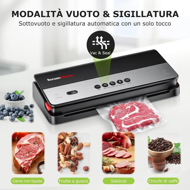Detalle 2 de Bonsenkitchen Macchina per sottovuoto con cutter integrato e tecnologia Globefish