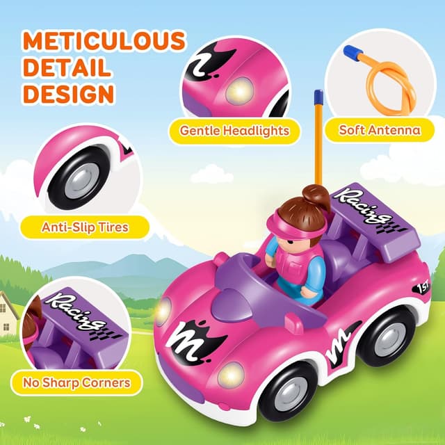 Thumbnail 6 de Pup Go RC Race Car for Toddlers (18 Months+) with Horn Sounds, Flashing Lights & 2 Removable Dolls – Pink Purple
