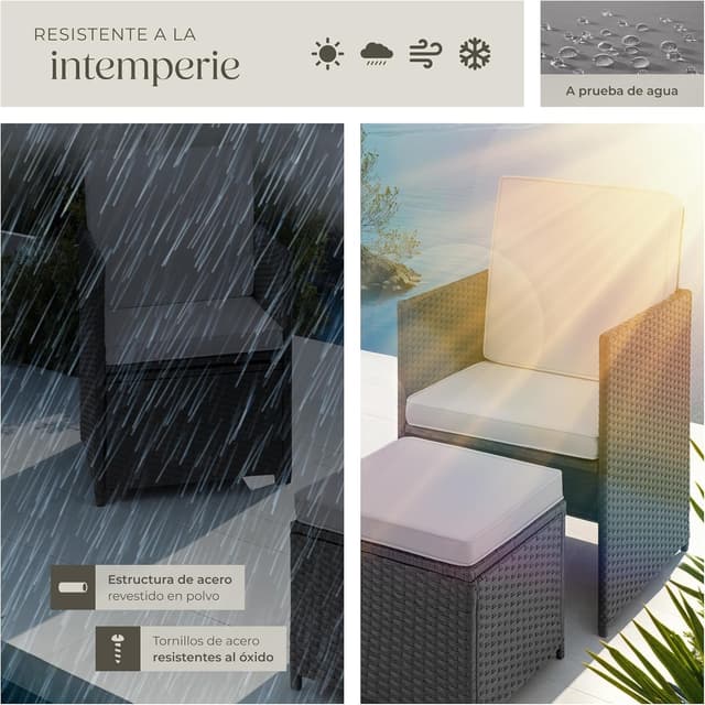 Thumbnail 6 de TecTake® Conjunto de Muebles de Jardín Ratán y Acero