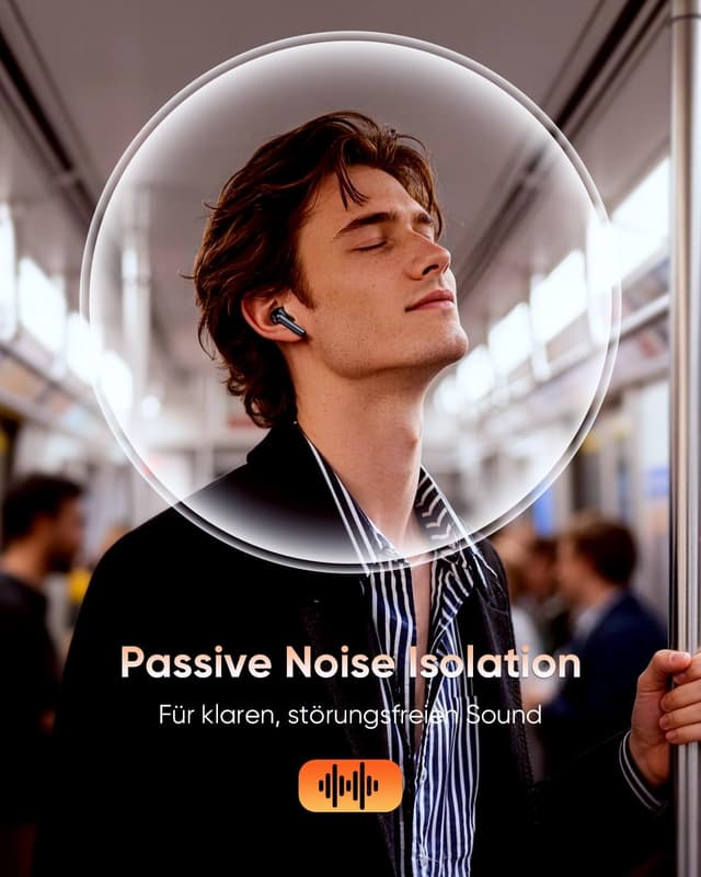 Detalle 2 de ZIUTY Bluetooth 5.3 In-Ear Kopfhörer mit 4 ENC Mikrofonen, 48 Std Spielzeit und IPX7 Sport-Schutz (schwarz)