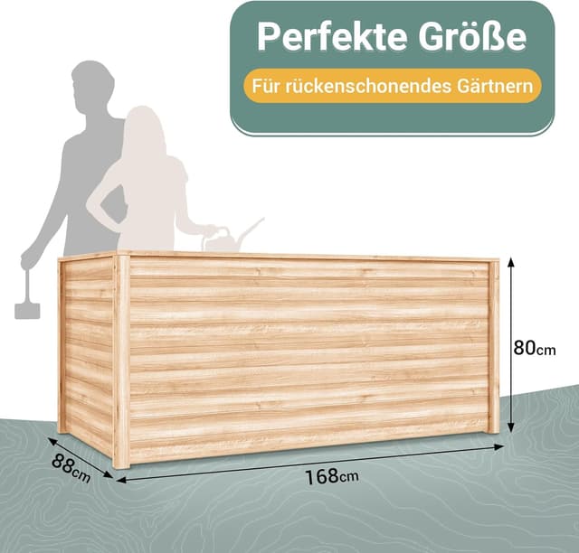 Thumbnail 6 de UDPATIO Hochbeet aus Holz für Garten & Balkon, 168 x 88 x 80 cm