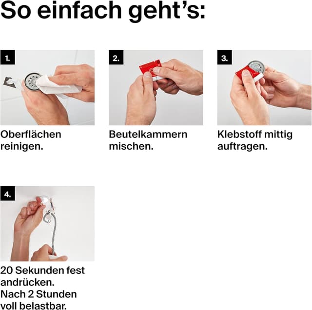 Detalle 2 de Fischer crochets adhésifs 1 kit complet avec crochet et colle, chiffon de nettoyage (sans outils) – 545950