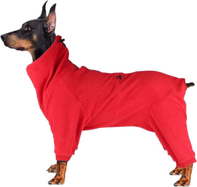 Detalle de babepet Cosy Dog Fleece with Legs (full body) with Zipper, winter pet jacket – Red, XL
