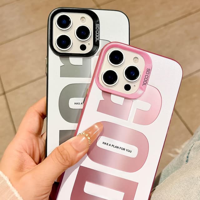 Detalle de HYUEKOKO “God Has a Plan for You” Case for iPhone 12 Pro Max (Pink) — Soft TPU Slim Shockproof Cover