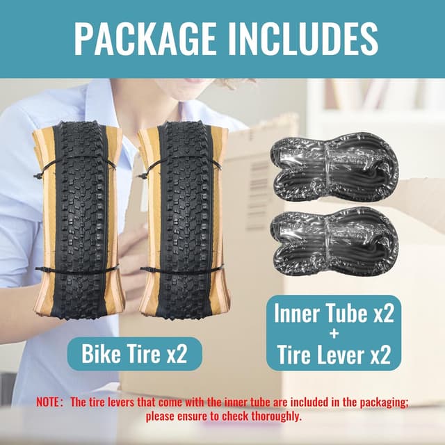 Detalle 2 de Hycline 2-Pack Mountain Bike Tires (26x1.95) with Inner Tubes & Tire Levers