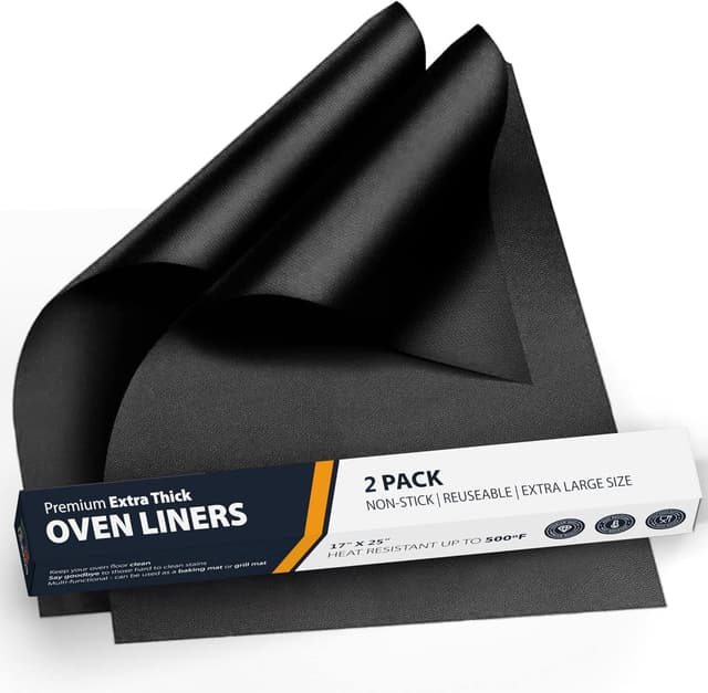 Detalle de Linda’s Essentials Extra Large Oven Liners for Bottom of Oven (2 Pack) — Universal Non-Stick Heat-Resistant Liners, 63.5 x 43 cm