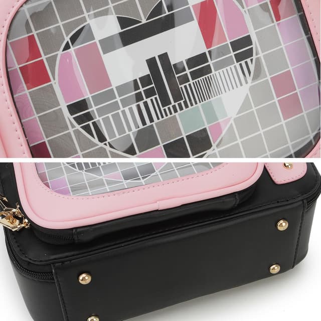 Detalle de fancybag Ita Damen TV-Shoulder-Bag im Retro-TV-Design mit transparentem Frontfach