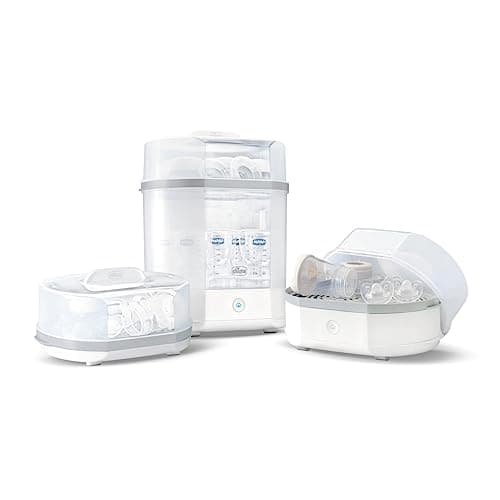Thumbnail 1 de Chicco Esterilizador Eléctrico, Esterilizador de Biberones, Sacaleches y Chupete, con 3 Configuraciones y Apagado Automático, Apto para Microondas, Universal hasta 6 Biberones de 330 ml, Blanco