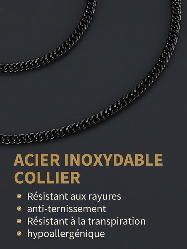 Detalle de FindChic Collier chaîne cubaine pour homme en acier inoxydable 346L, style hip hop streetwear (largeurs 3/6/9/12 mm)