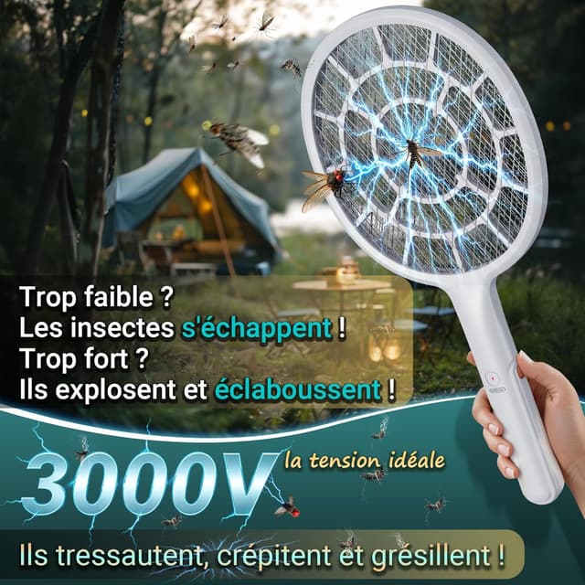 Detalle de Raquette électrique insectes 3000 V