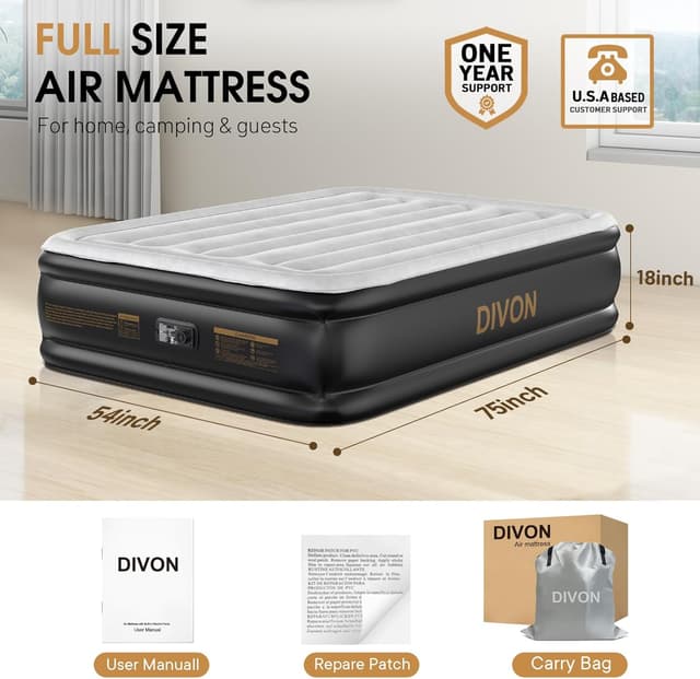 Thumbnail 5 de DIVON Air Mattress Full 18" Built-In Pump ⛺