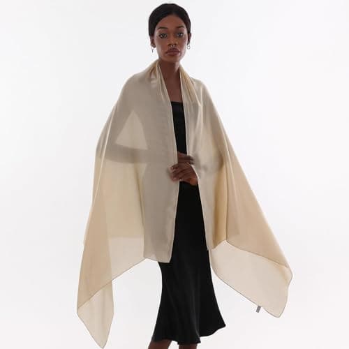 Detalle 2 de PIOYMEYA chal para mujer de fiesta en poliéster ligero (180 x 90 cm) estilo pashmina para boda