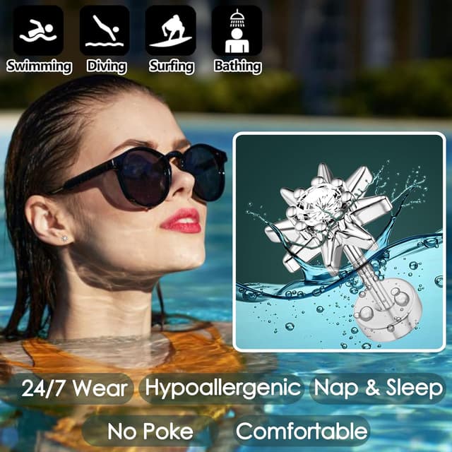 Detalle de Roheafer 9 Paar Ohrringe Set für Ohrstapeln: Creolen, Knorpelpiercing-Stecker & Ohrklemmen (hypoallergen)