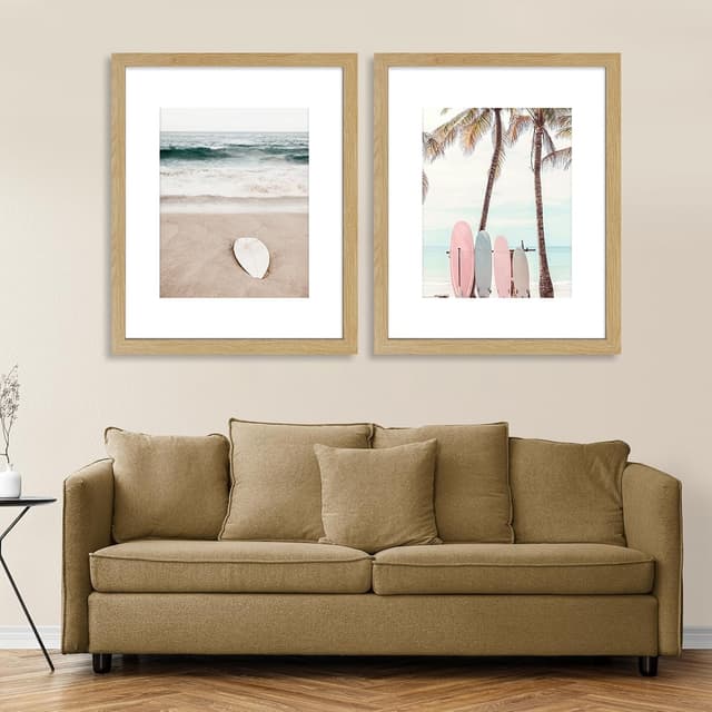 Detalle 2 de Hongkee 16x20 Picture Frames Set of 2 (Natural Oak Wood Style) for 16x20 Photos or 11x14 With Mat