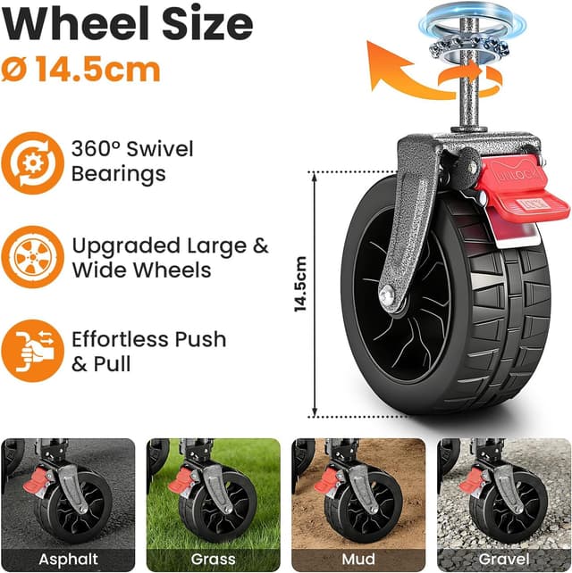 Thumbnail 6 de 240L Festival Trolley on Wheels Heavy Duty Folding Wagon (rear-opening, 160kg load) – Black