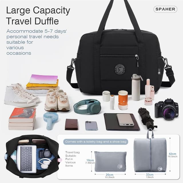 Detalle de Sac de voyage cabine SPAHER 2X (40x30x25 cm, 30 L) imperméable avec trousse de toilette