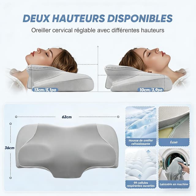 Detalle de Oreiller ergonomique cervical CloudNook en mousse à mémoire de forme