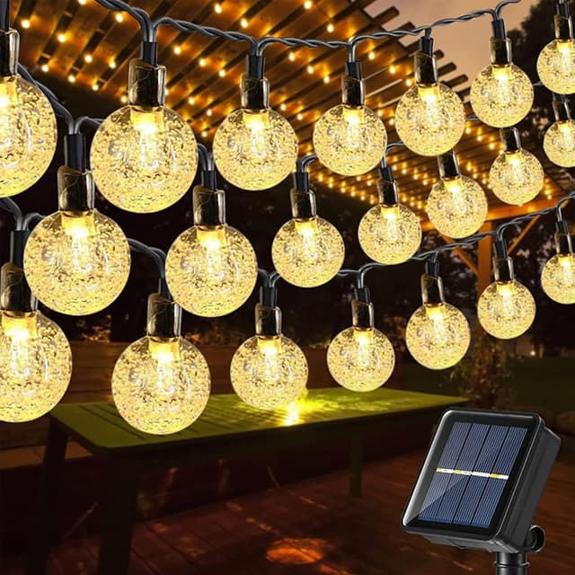 Detalle de Moxled Solar Lichterkette Außen 100 LED (17 m) mit 8 Modi, warmweiß