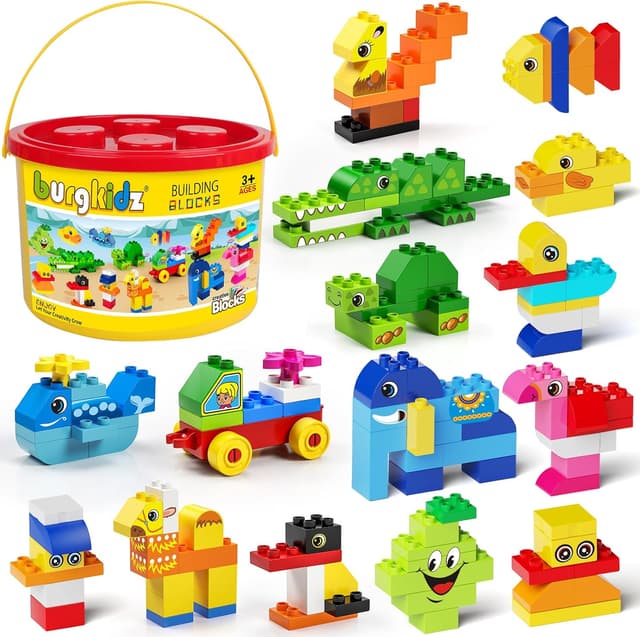 Thumbnail 6 de burgkidz Classic Große Bausteine Lernspielzeug-Set im Plastikeimer, 214-teilig