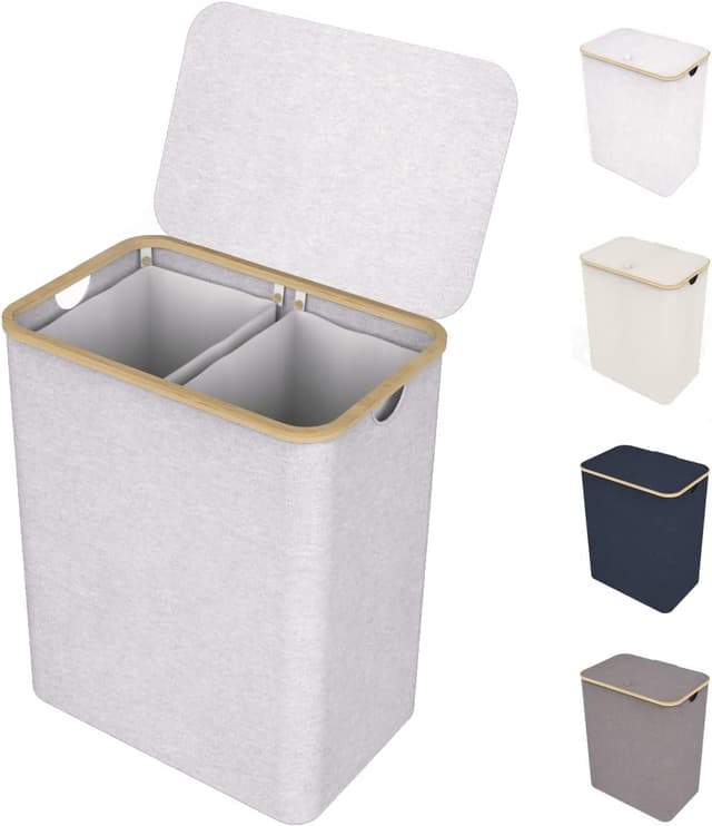 Imagen de LONBET 150L double laundry basket with lid en OfertitasTOP