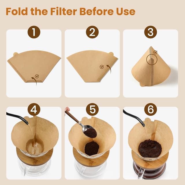 Detalle de 200 Count #4 Cone Coffee Filters for 8–12 Cup Brewers, Unbleached Natural Paper (Disposable)