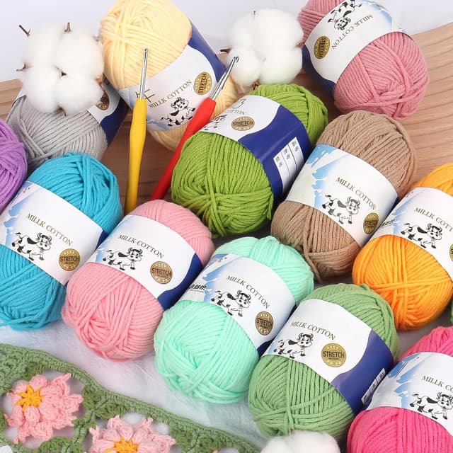 Detalle de Aeelike fil coton pour crochet (200 g, 100% acrylique) – couleur racine de lotus