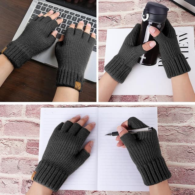 Detalle de YouGa Men’s Winter Knitted Thermal Fingerless Gloves (Unisex)