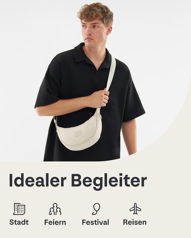 Thumbnail 6 de Johnny Urban Kaia Small Crossbody Bag Halbmond Beige – kompakte Bauchtasche mit verstellbarem Gurt