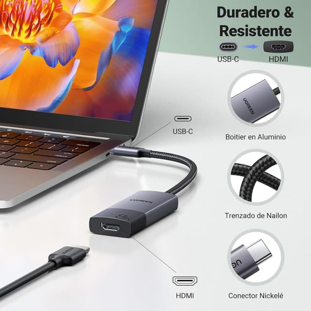 Detalle 1 de UGREEN Adaptador USB C a HDMI 8K 60Hz 🎥 Conexión Perfecta