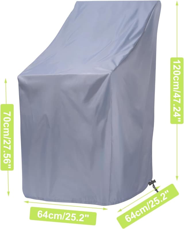 Detalle 2 de Ricyea waterproof garden stacking chair cover (210D Oxford fabric), 2 pack, grey