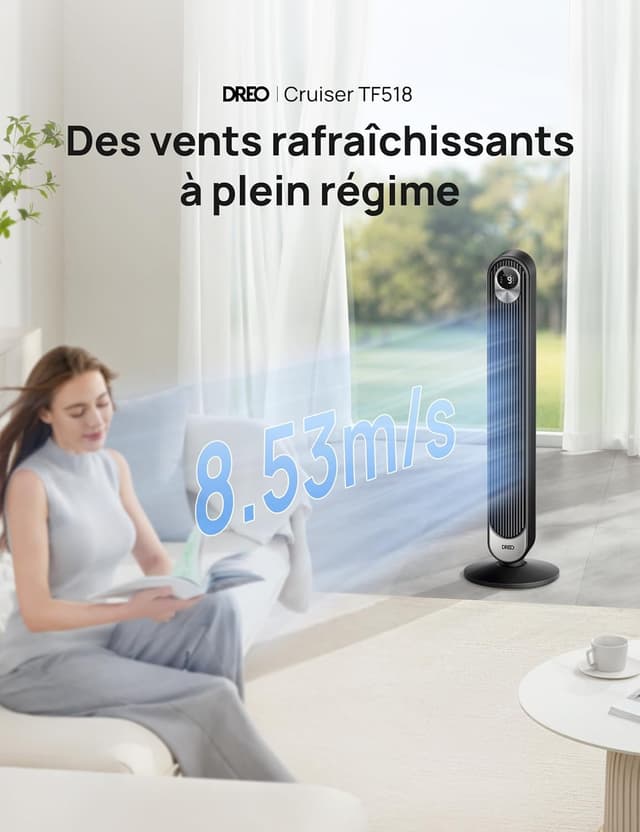 Thumbnail 1 de DREO Ventilateur colonne 106 cm silencieux, 9 vitesses đŹ