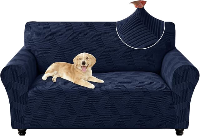 Detalle de CYCMACO Copridivano elasticizzato universale 2 posti con braccioli, blu scuro