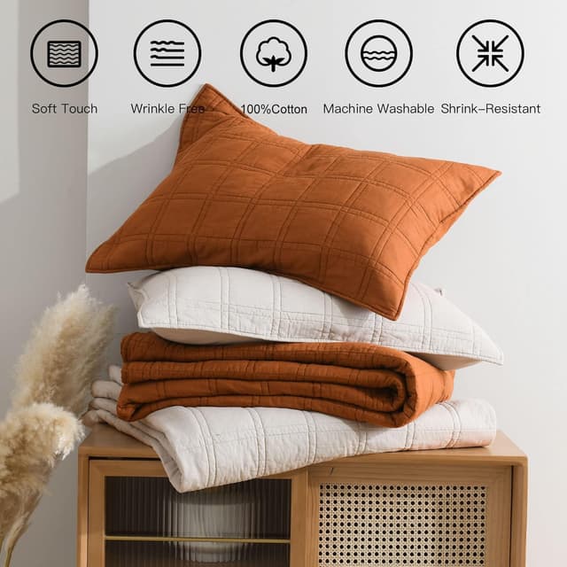 Detalle de 100% Cotton Quilt Twin 2-Piece Set, Beige