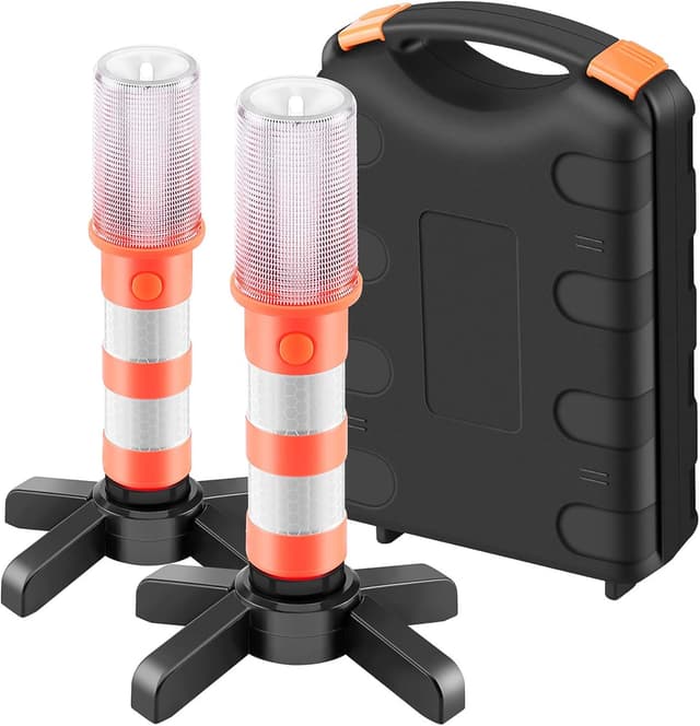 Detalle de OurLeeme Emergency Lights LED Roadside Warning Sticks with Storage Case