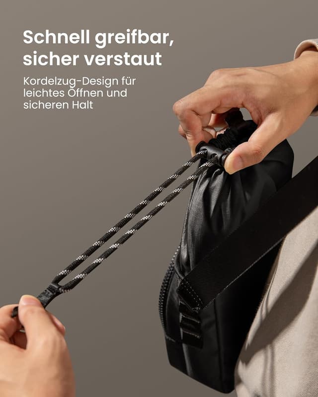 Detalle de tomtoc JoyCarry Sling Umhängetasche für Nintendo Switch 2 Slim Case – 33 × 16 × 8 cm, 3,5 l, leicht (200 g)