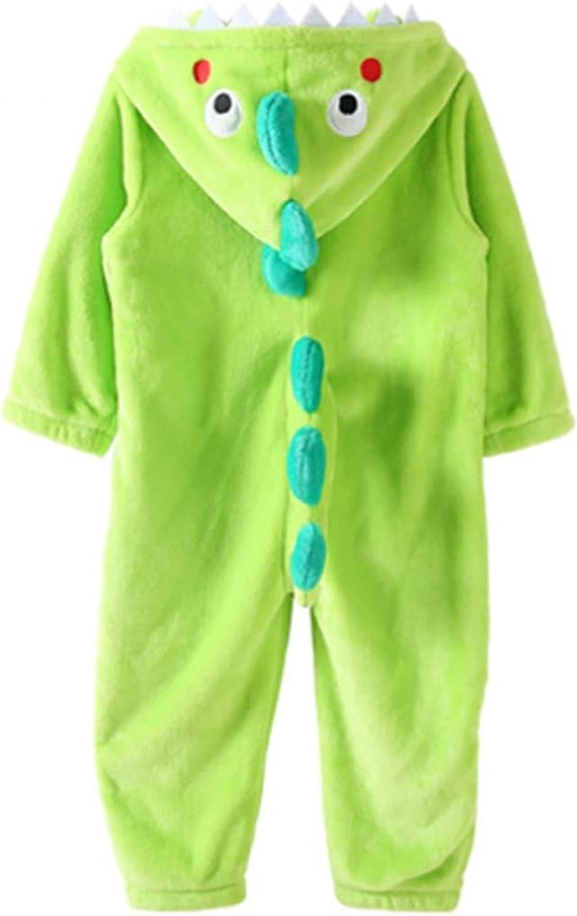 Detalle 2 de Déguisement dinosaure enfant LOLANTA en flanelle à capuche, combinaison à fermeture éclair