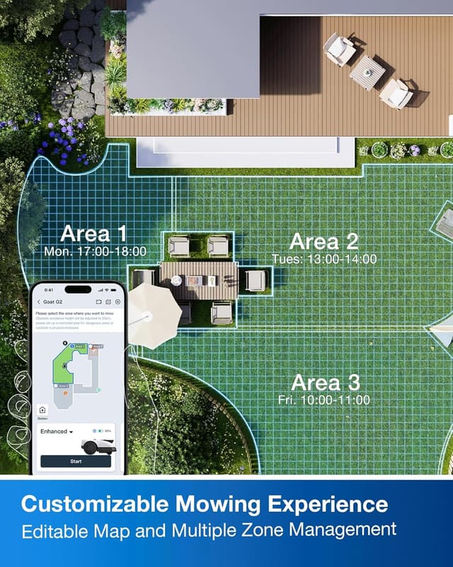 Detalle 2 de ECOVACS GOAT O1000 RTK Robot Lawn Mower with Perimeter Wire-Free Vision, Zero-Edge Cutting