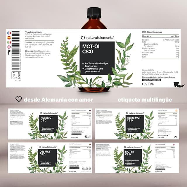 Thumbnail 4 de Aceite MCT C8 de Coco 500 ml – Vegano y Puro 🥥