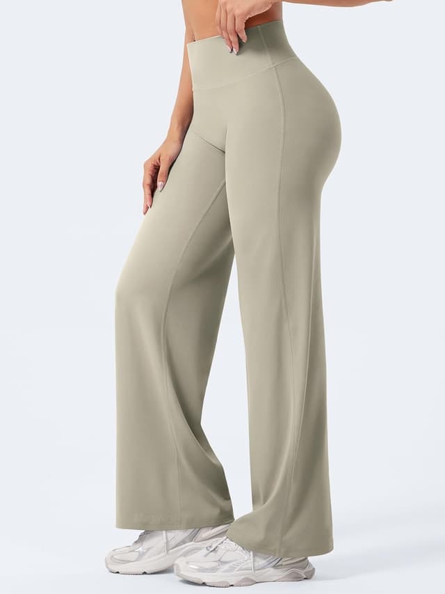 Detalle 2 de VOYJOY High-Waist Wide-Leg Lounge Leggings (Straight Leg) — Stretch Casual Sweatpants for Women