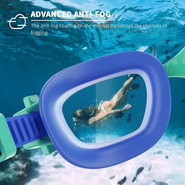 Detalle de BEEWAY Kids Swimming Goggles (6-14) with Wide View, Anti-fog & Anti-leak