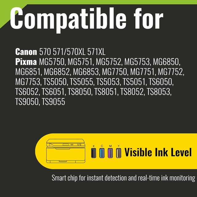 Detalle de kamo PGI-570XL / CLI-571XL Multipack (20er-Pack) kompatible Tintenpatronen für Canon Pixma MG/TS