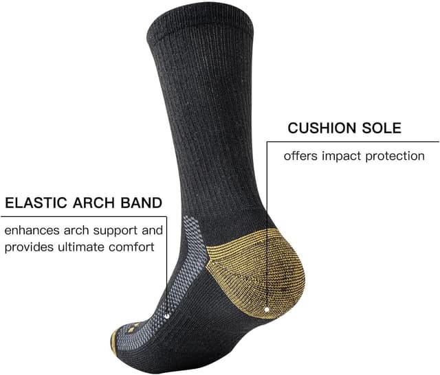 Detalle de JOYNÉE Mens Athletic Crew Socks (5/10 Pairs) Lightweight Cushioned Breathable Work & Running Socks