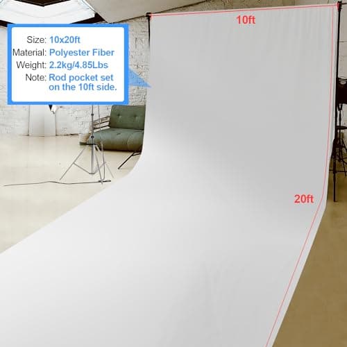 Thumbnail 7 de HEMMOTOP White Photo Backdrop 10x20 ft