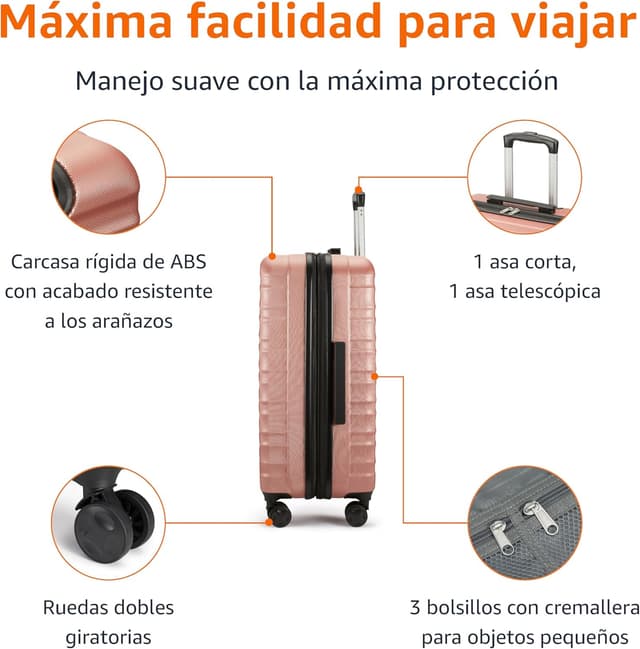 Thumbnail 6 de Amazon Basics Maleta de Mano Rosada con Ruedas Giratorias ✈