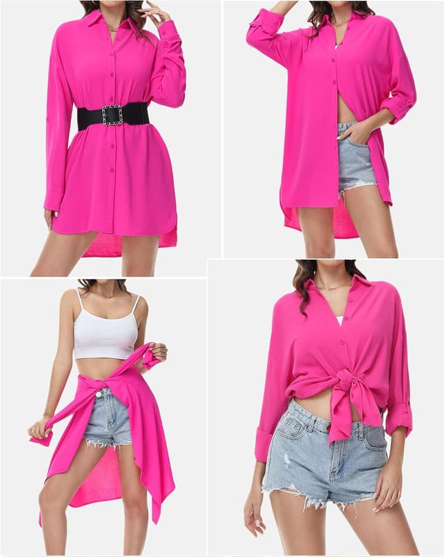 Thumbnail 3 de Tanmolo Damen Bluse V-Ausschnitt Langarm