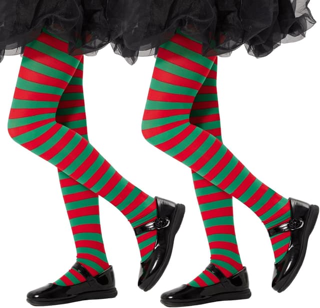 Detalle de Yilanmy Mädchen-Strumpfhose gestreift für Kinder – blickdicht & farbenfroh für Halloween und Weihnachten